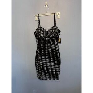 Women's Spirit Halloween Black Embellished Studded Mini Dress Sz Sm W Tags Sexy